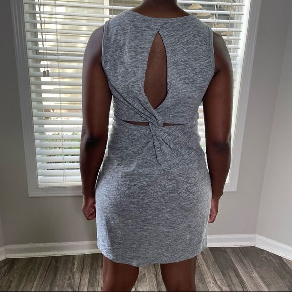 2/$20 American Eagle Heather Gray Knot Twist Cutout Back Mini Dress - Picture 6 of 13